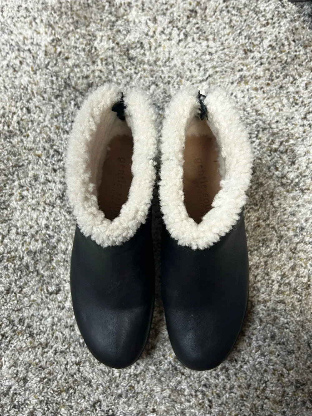 Gentle Souls by Kenneth Cole Black Faux-Shearling Platform Wedge Booties